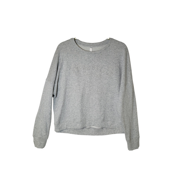 Fabletics Stacey Pullover Never Settle Sweatshirt Crew Neck Light Gray Size M - Picture 4 of 6